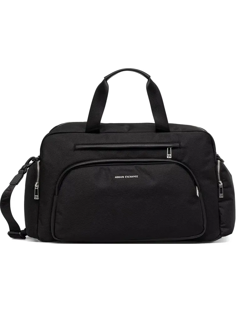 Armani Exchange logo-print strap zip-pocket holdall - Schwarz Schwarz