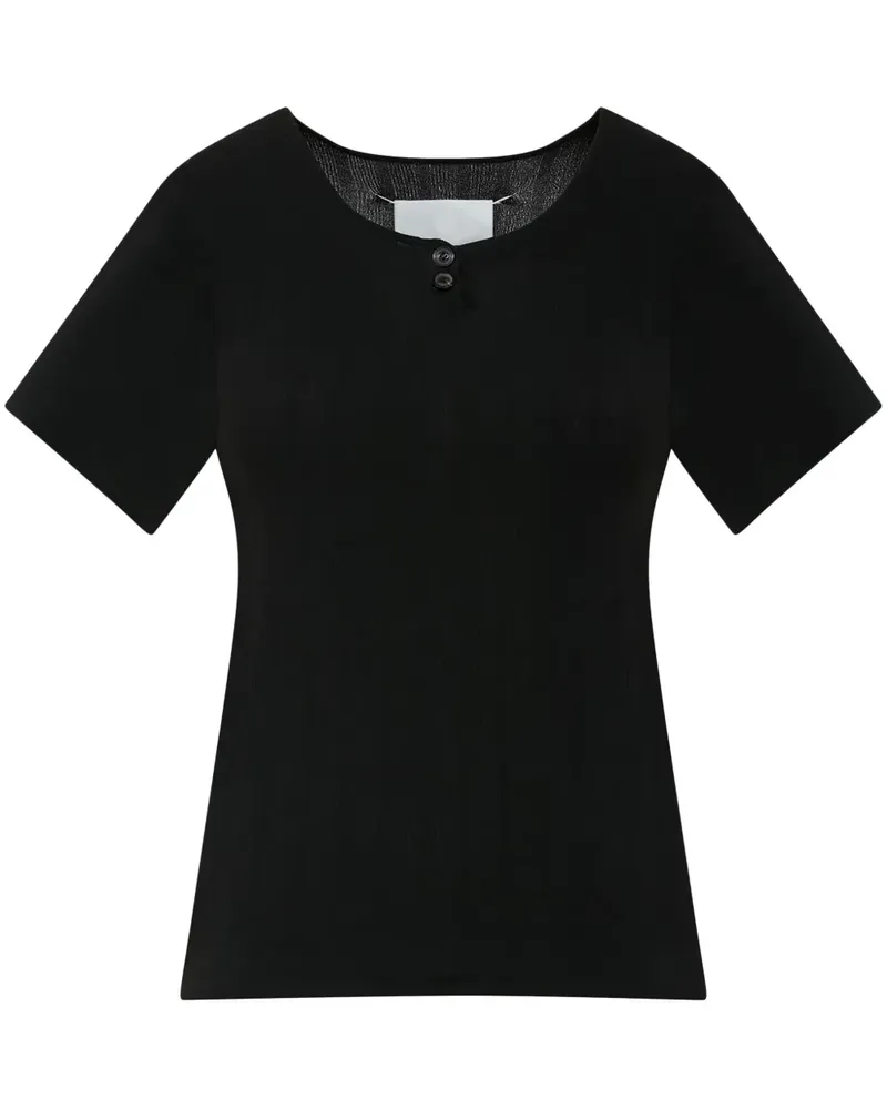 Maison Margiela T-Shirt mit Knopfleiste - Schwarz Schwarz