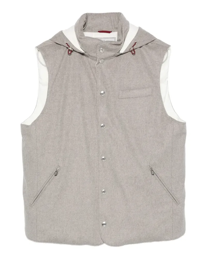 Brunello Cucinelli hooded press-stud gilet - Grau Grau