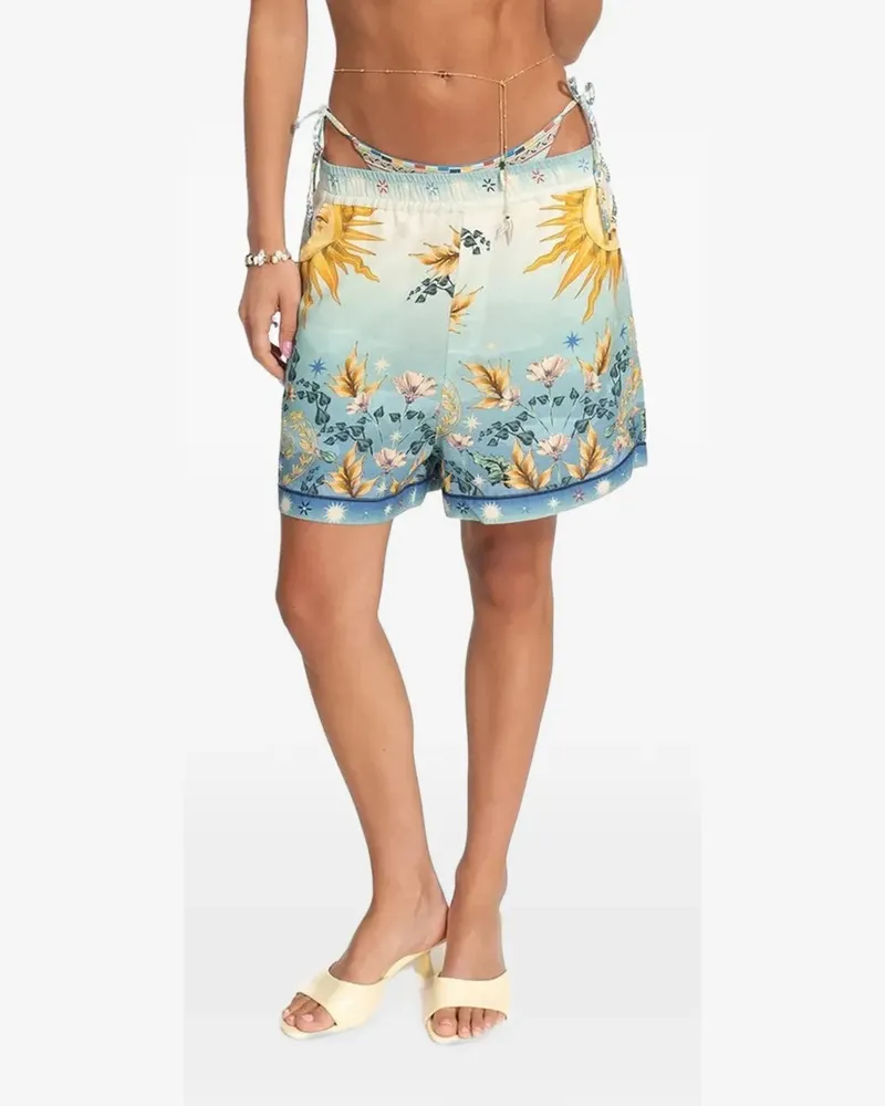 AGUA BENDITA Nader Watts celestial-print floral-print shorts - Blau Blau