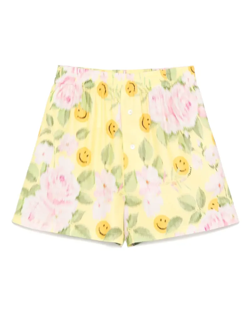 Moschino x Smiley Shorts mit Blumen-Print - Gelb Gelb