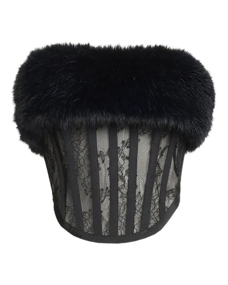 Elie Saab Schulterfreie Corsage aus Spitzenstoff - Schwarz Schwarz