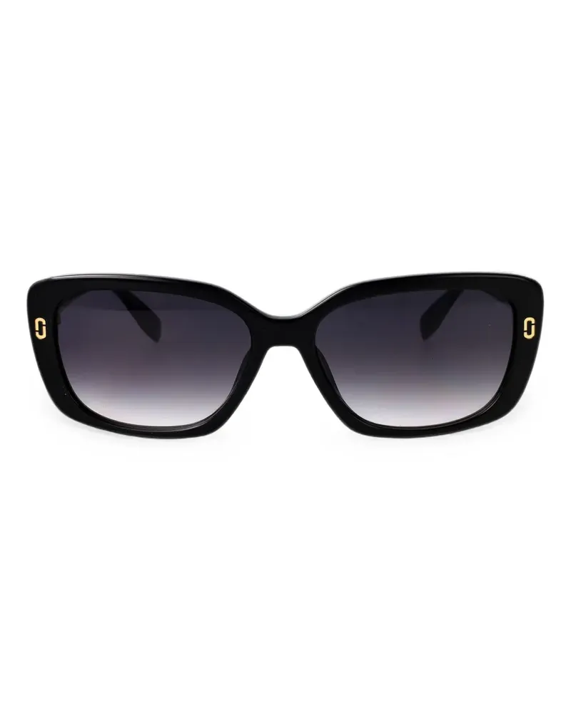 Marc Jacobs Eckige Sonnenbrille mit Logo-Schild - Schwarz Schwarz
