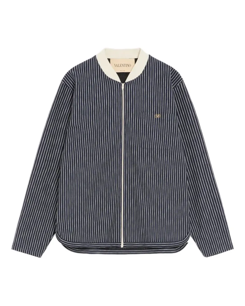 Valentino Garavani Viskose-Sweatshirt mit gestreiftem VLogo - Blau Blau