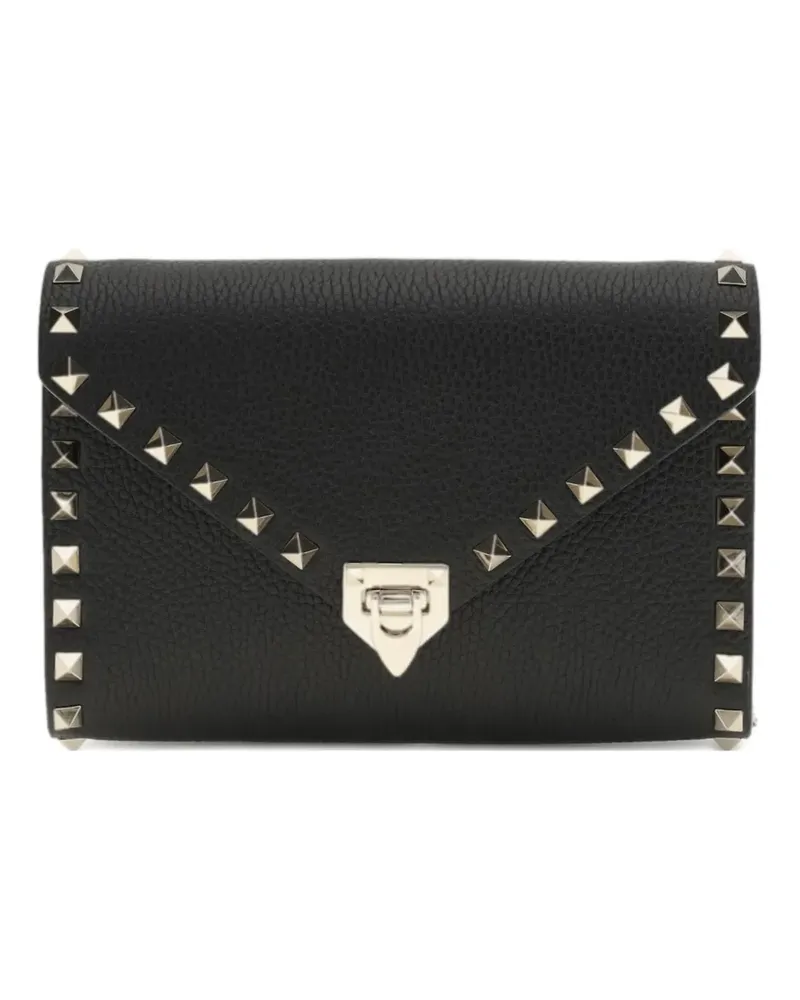 Valentino Garavani small Rockstud leather chain wallet - Schwarz Schwarz