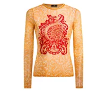 Pullover mit Muschel-Print - Orange