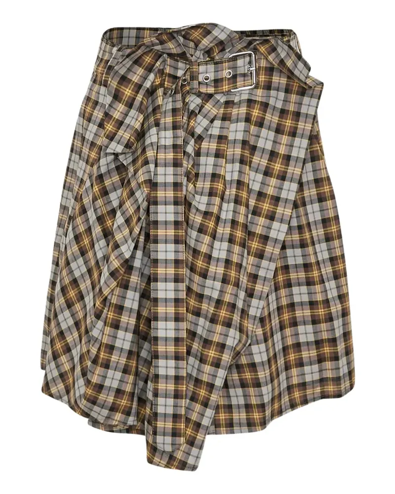 MSGM plaid belted midi skirt - Braun Braun