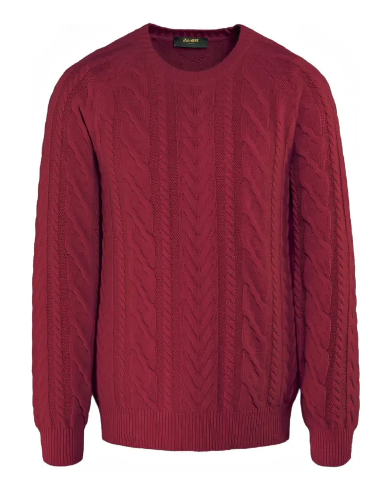 MOORER Pullover mit Zopfmuster - Rot Rot