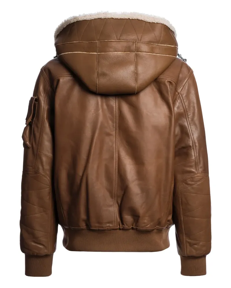 Parajumpers Lederjacke mit Kapuze - Braun Braun