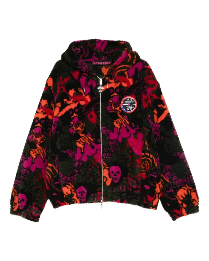 CHOPOVA LOWENA Fleecejacke mit Totenkopf-Print - Schwarz Schwarz