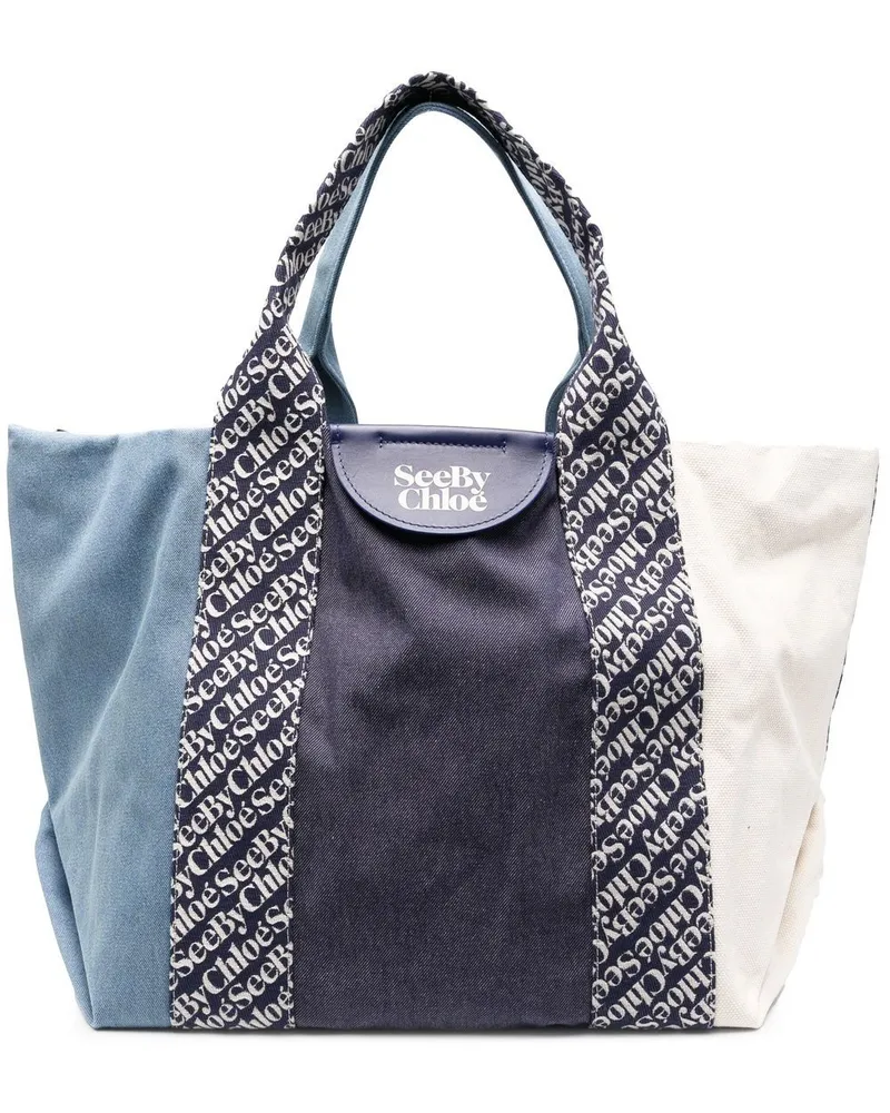 See by Chloé Shopper mit Logo-Print Blau