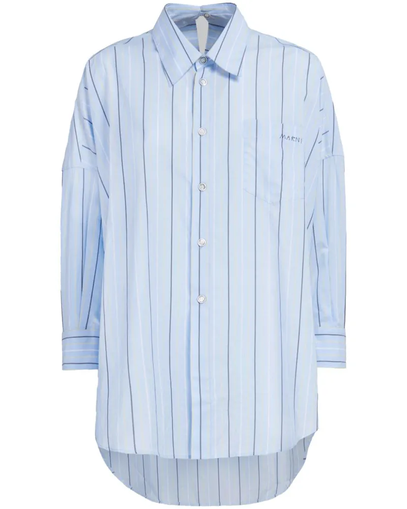 Marni Gestreiftes Hemd mit langem Schnitt - Blau Blau