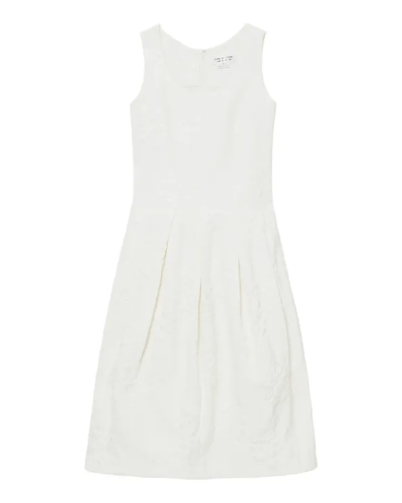 Comme des Garçons floral-embroidery pleated midi dress - Weiß Weiß