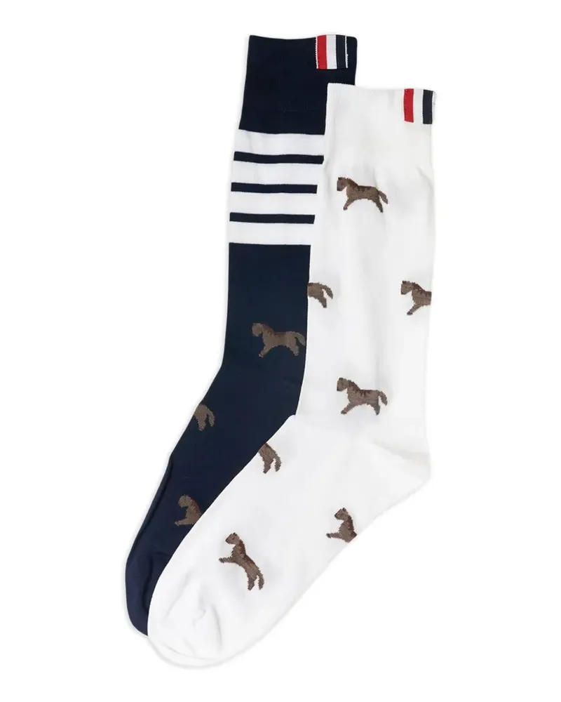 Thom Browne Socken mit Pferdemuster (2er-Set) - Blau Blau