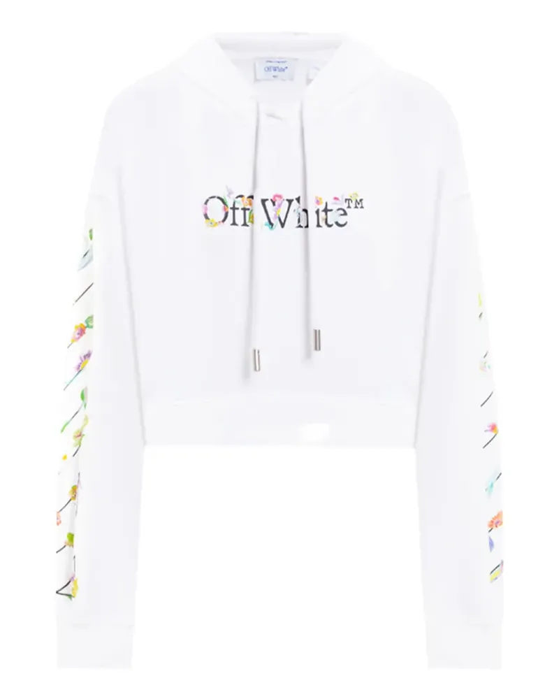 OFF-WHITE floral-print hooded knitwear - Weiß Weiß