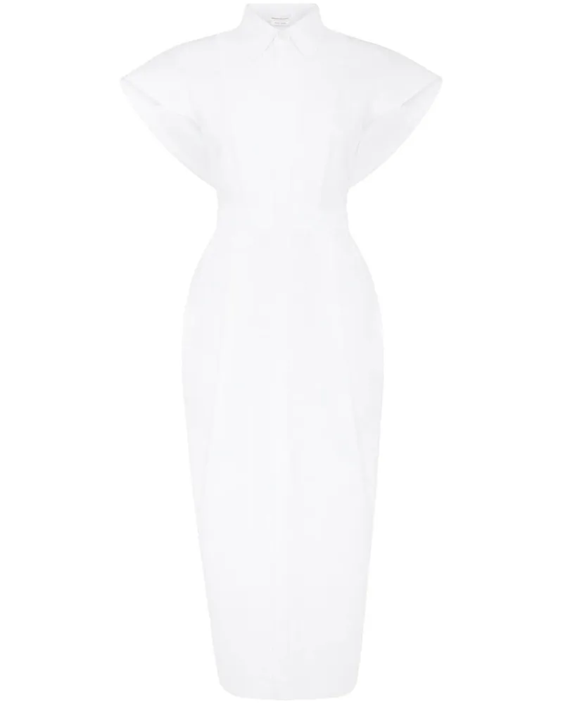 Alexander McQueen Midikleid mit kurzen Ärmeln - Weiß Weiß