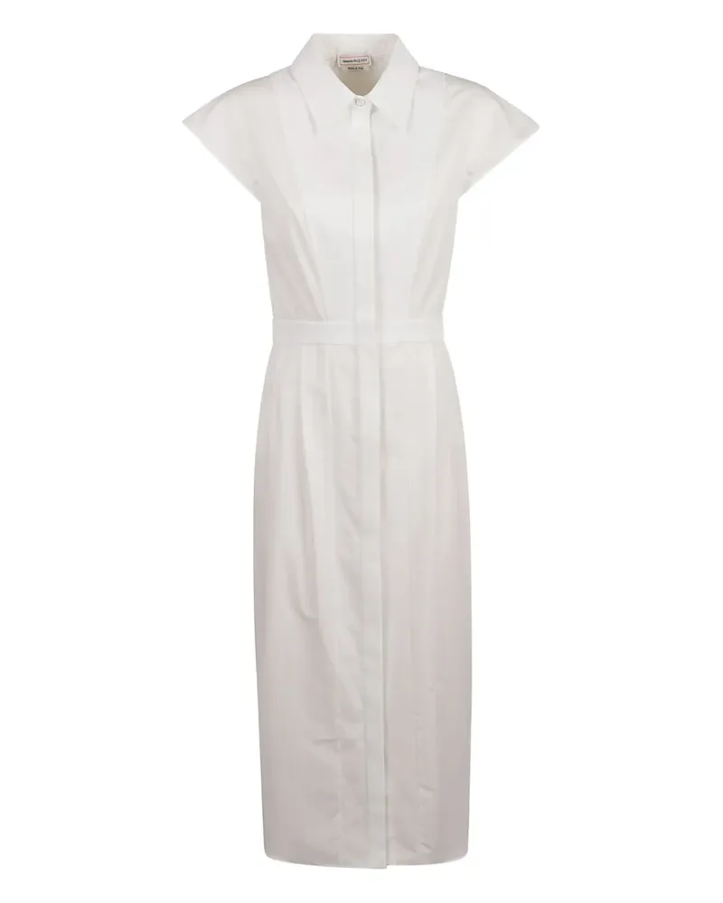 Alexander McQueen Midikleid mit kurzen Ärmeln - Weiß Weiß