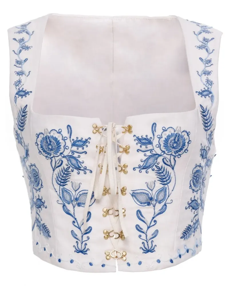 AGUA BENDITA Cornalina Floritura Top - Weiß Weiß