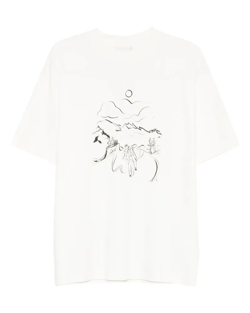 Drôle de Monsieur T-Shirt mit Landschafts-Print - Nude Nude
