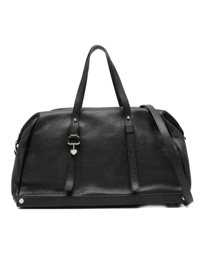 Cromia heart-charm leather tote bag - Schwarz Schwarz