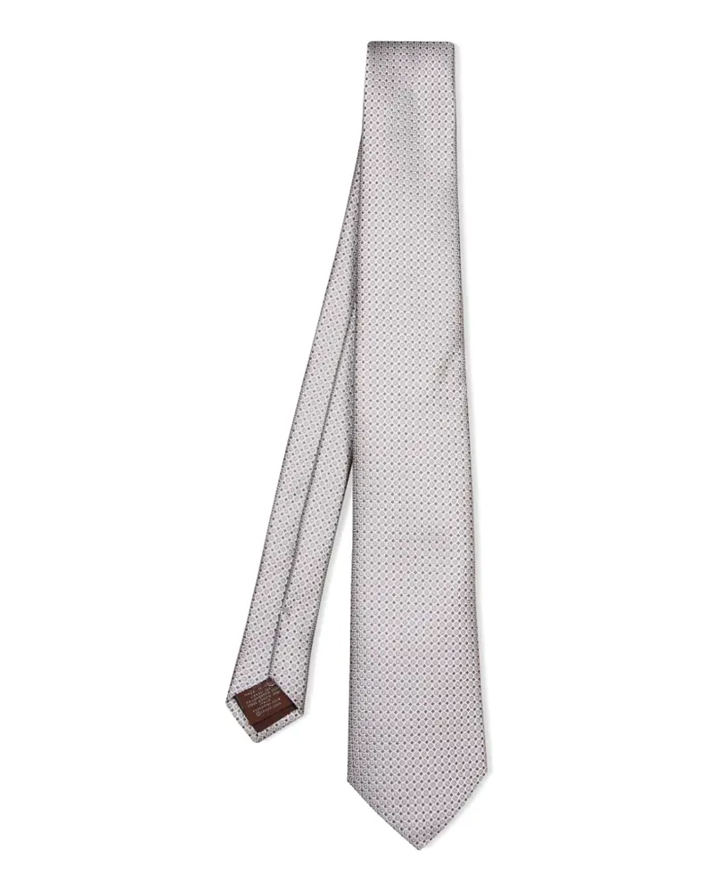 Canali Geometrisch gemusterte Jacquard-Krawatte - Weiß Weiß