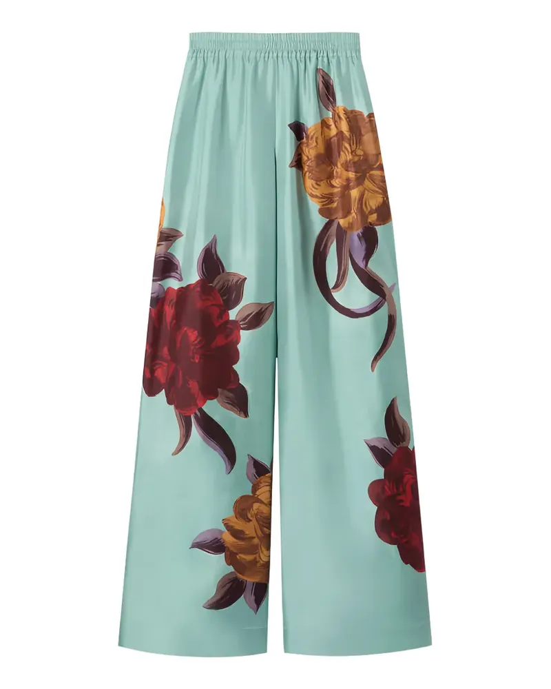 La DoubleJ Palazzohose mit Blumendetail - Grün Grün