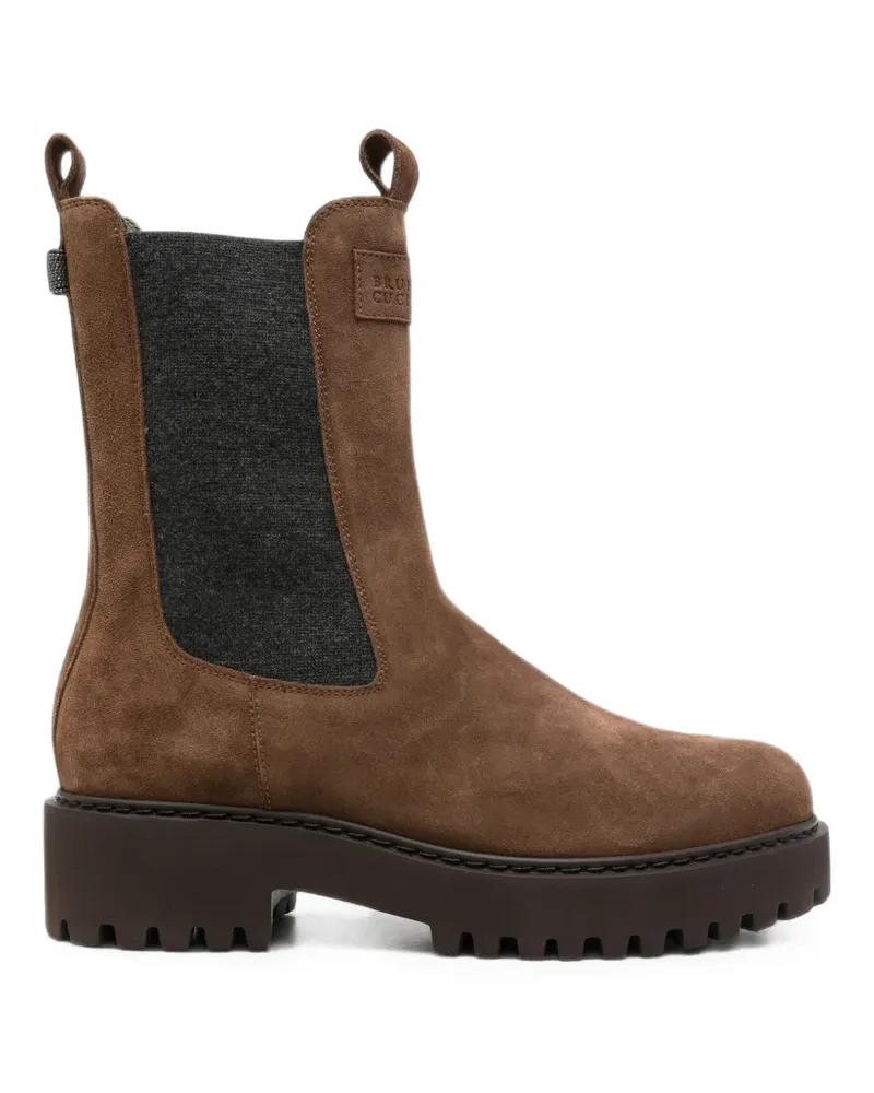 Brunello Cucinelli Stiefel aus Wildleder mit Monili-Verzierung - Braun Braun