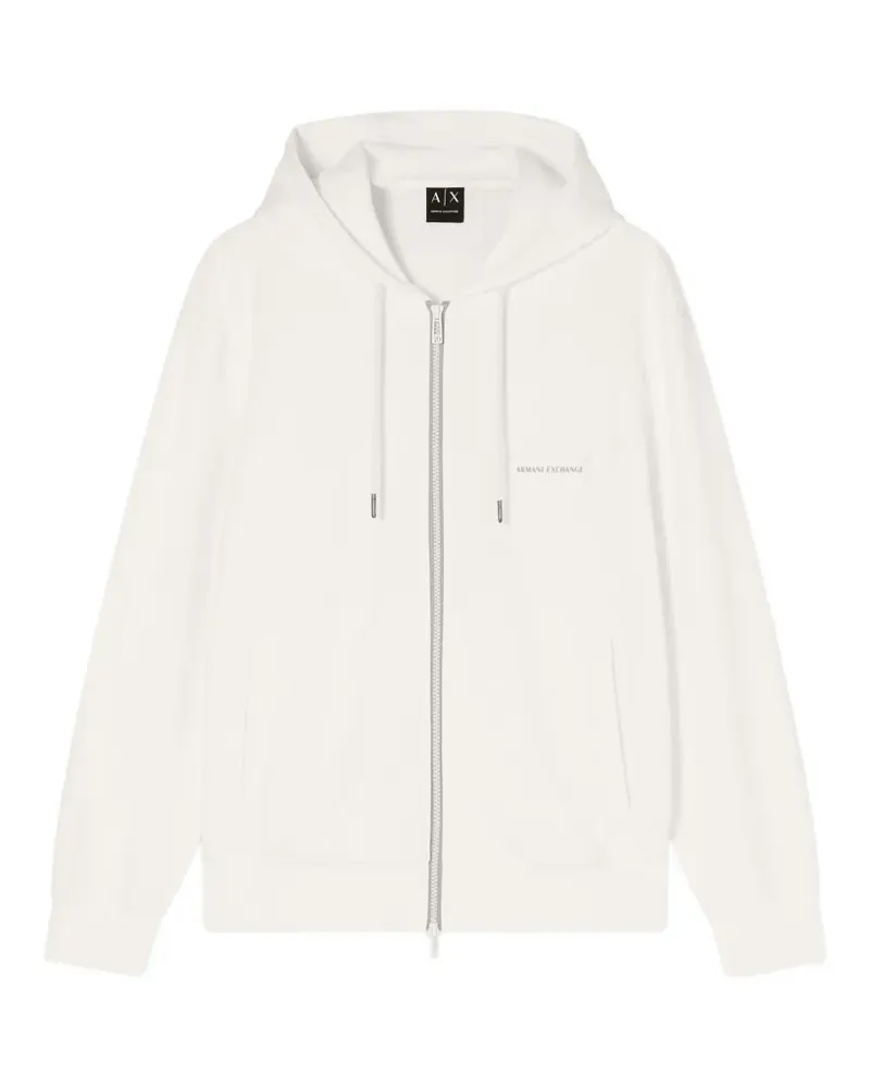 Armani Exchange logo-patch zip-up hoodie - Weiß Weiß