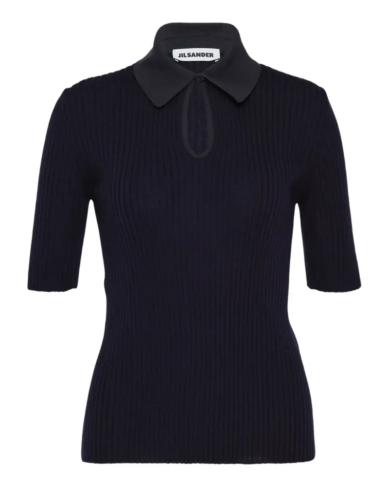 Jil Sander ribbed-knit keyhole polo shirt - Grau Grau
