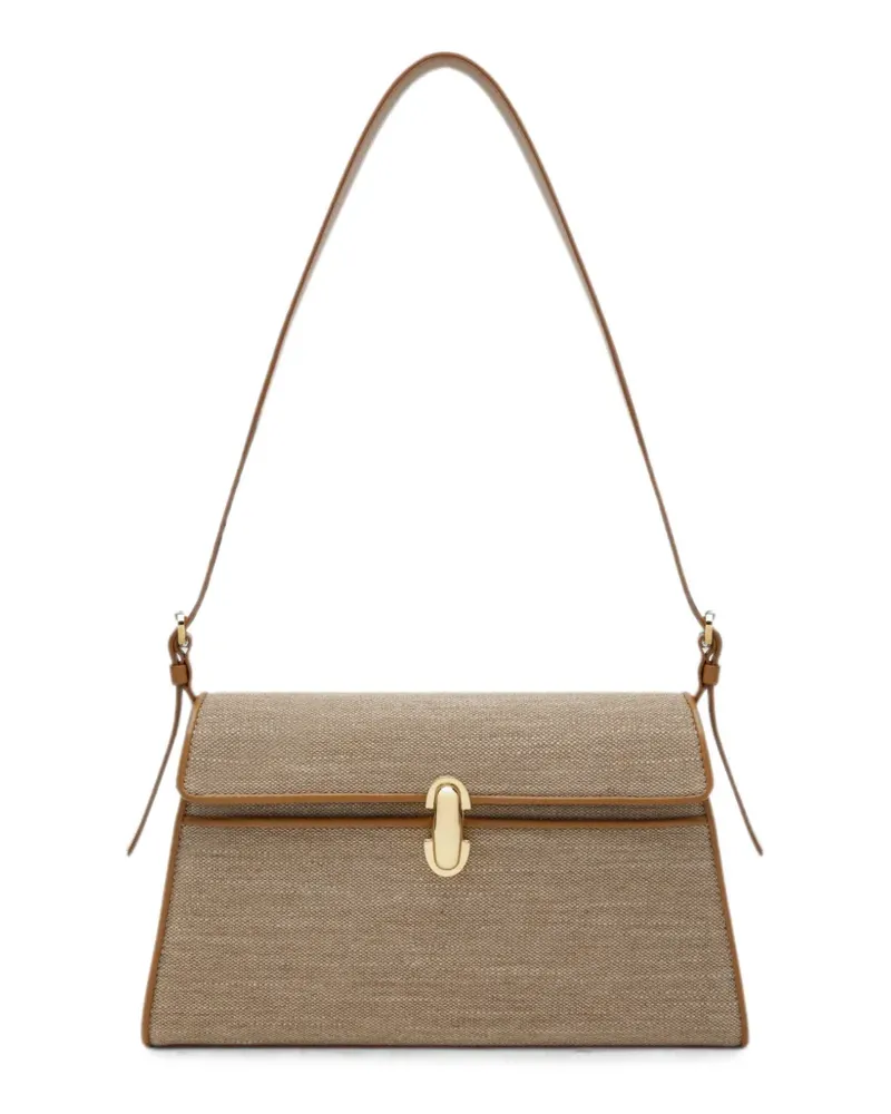 SAVETTE Symmetry Schultertasche mit Lederbesatz - Nude Nude