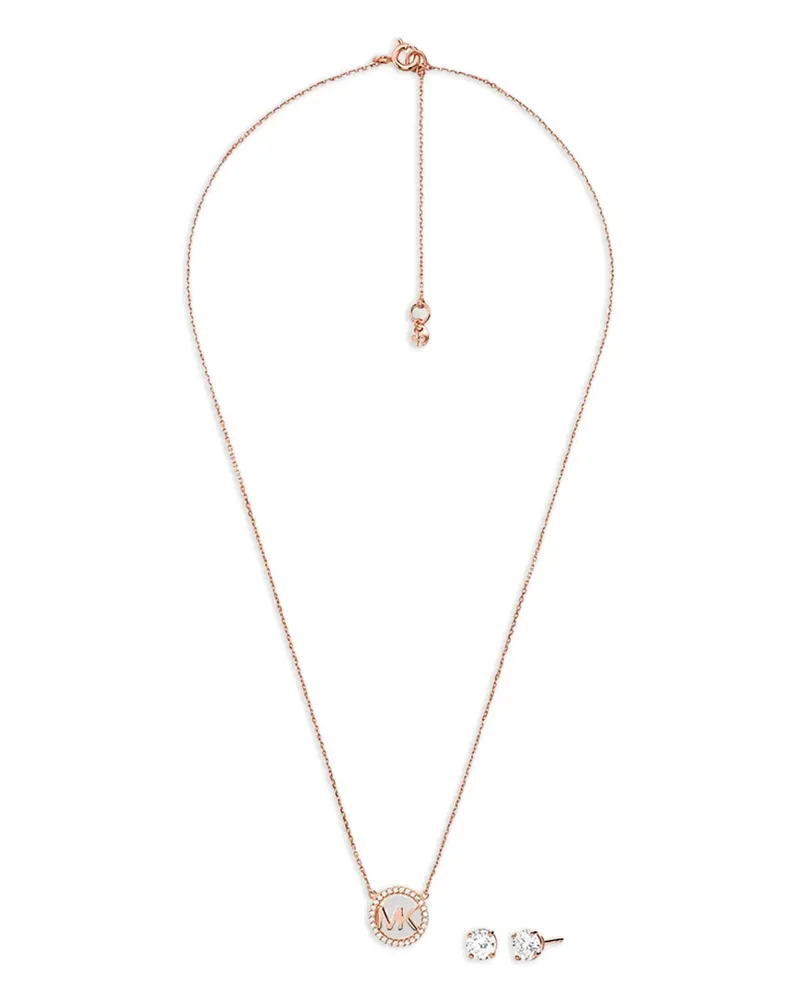 Michael Kors logo-pendant necklace set - Rosa Rosa