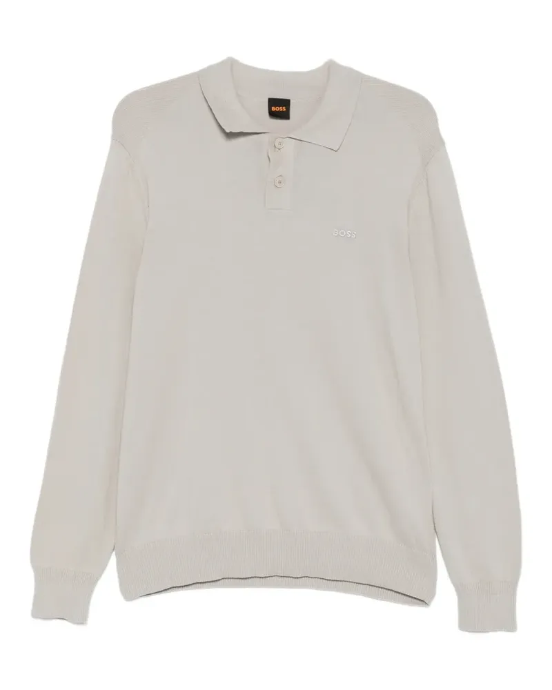 HUGO BOSS logo-embroidered polo-collar sweater - Nude Nude