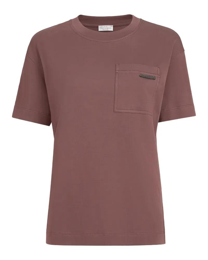Brunello Cucinelli cotton jersey T-shirt with shiny tab - Braun Braun