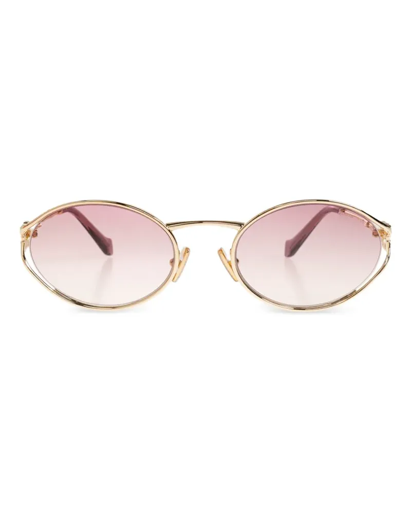 Miu Miu Sonnenbrille mit ovalem Gestell - Gold Gold