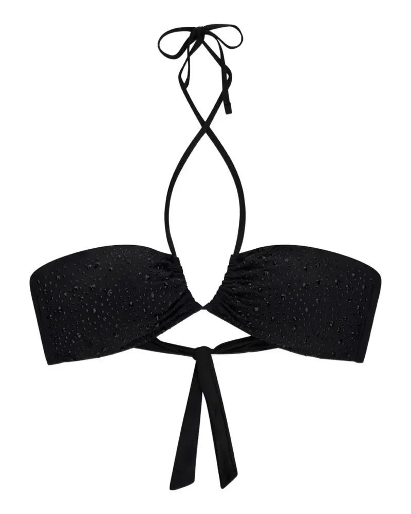Guess crystal-embellished ruched bikini top - JBLK Jblk