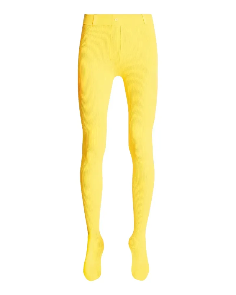 Loewe ribbed-knit logo-patch leggings - Gelb Gelb