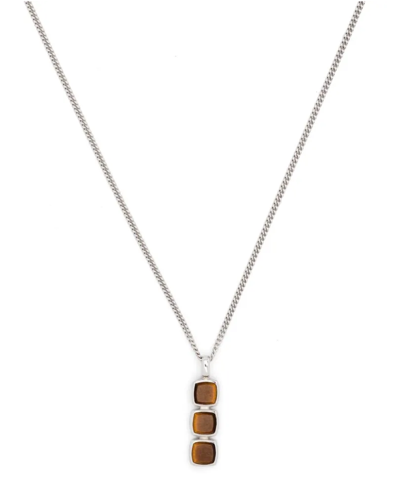 Tom Wood Halkette mit Mini Cushion-Anhänger aus Tigerauge - Silber Silber