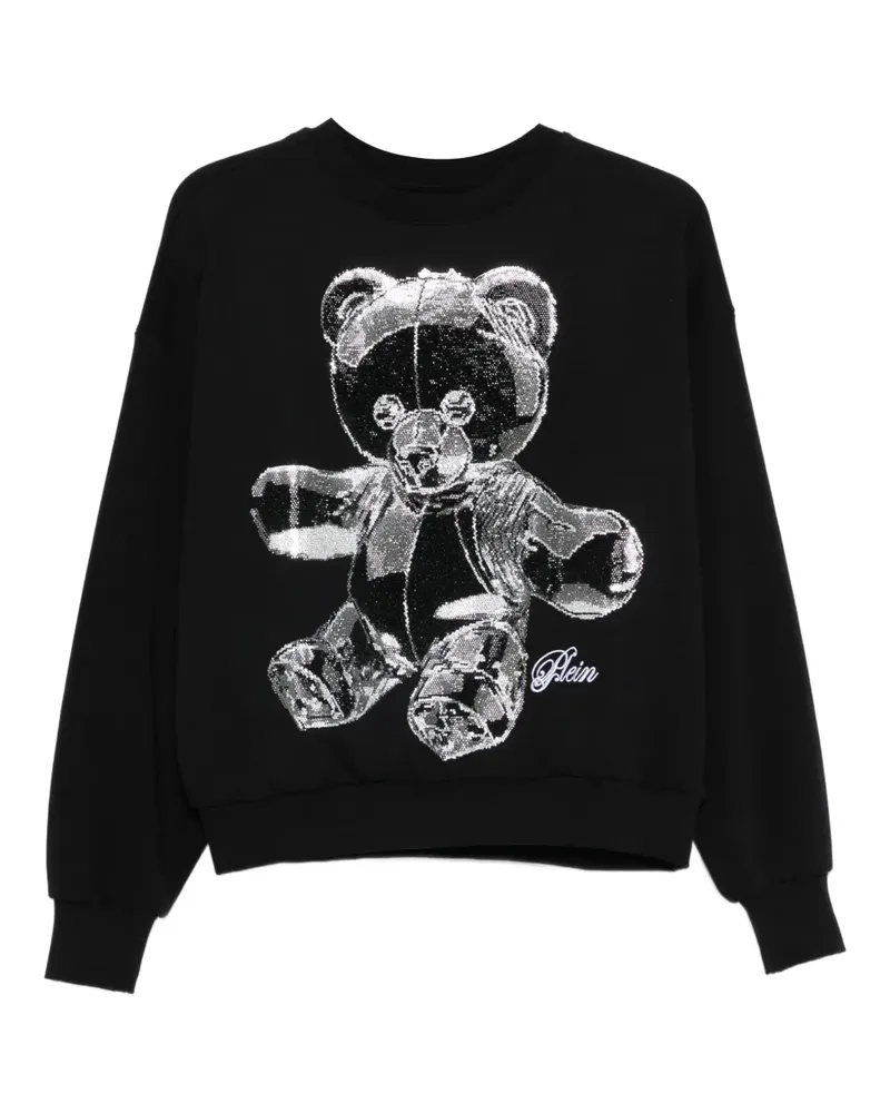 Philipp Plein Sweatshirt mit strassverziertem Bär - Schwarz Schwarz