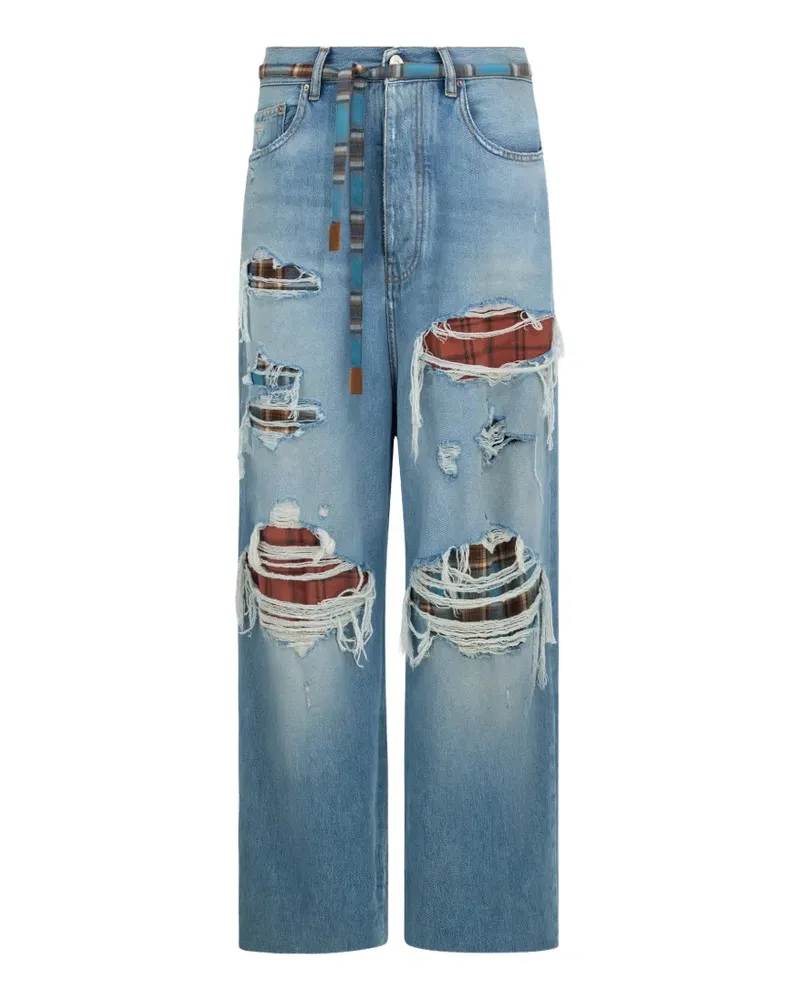Amiri flannel-repair baggy jeans - Blau Blau