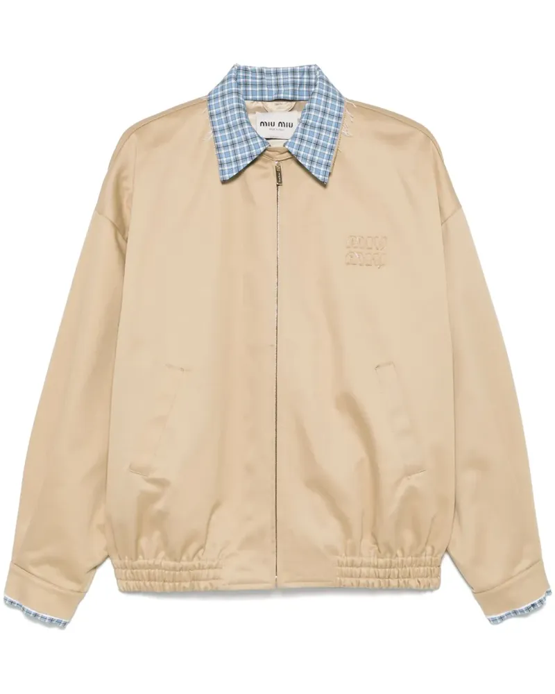 Miu Miu Bomberjacke mit Logo-Stickerei - Nude Nude
