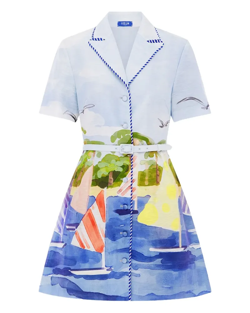 LEO LIN Brigitte Minikleid mit Marine-Print - Blau Blau