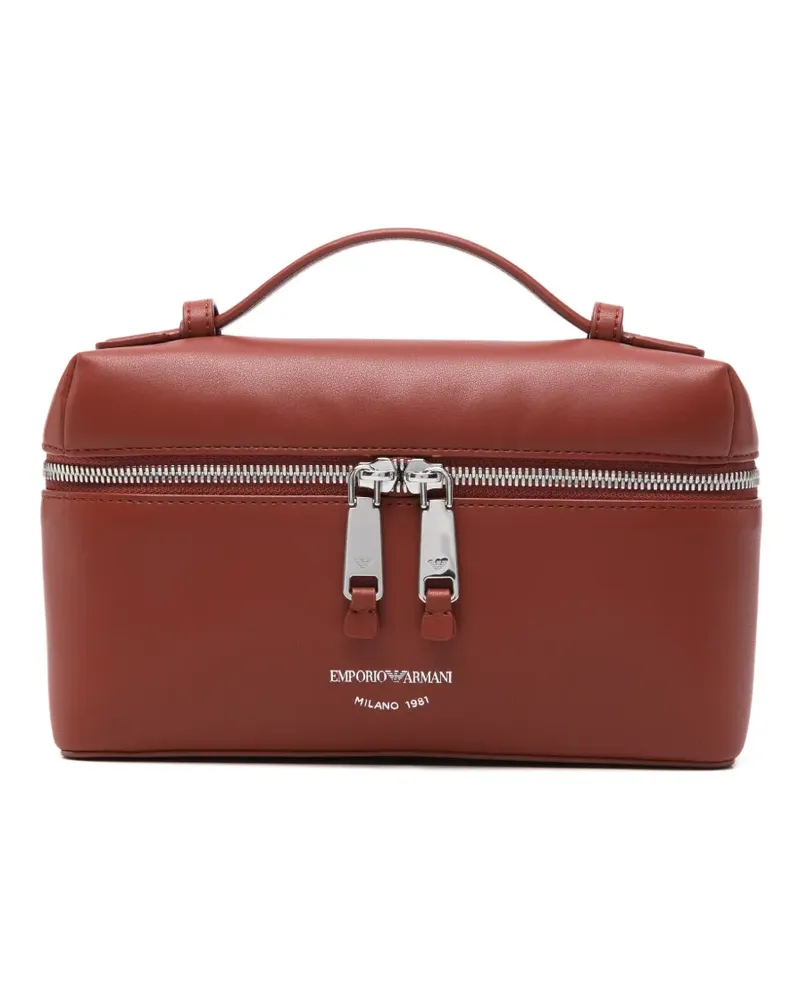 Emporio Armani logo-print leather tote bag - Braun Braun