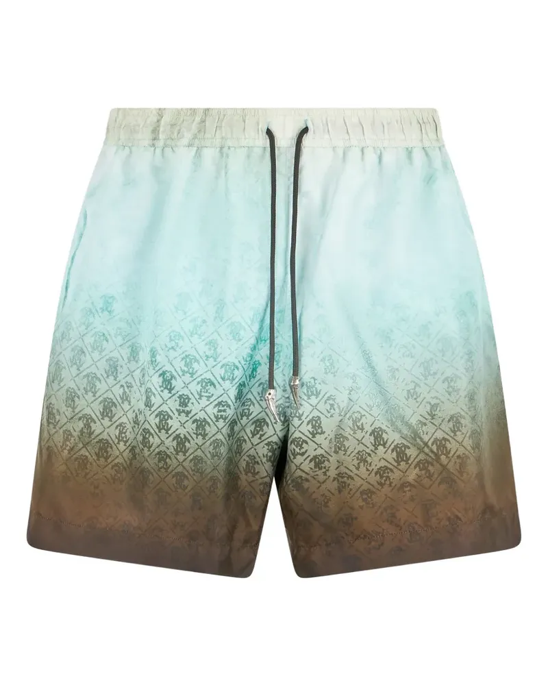Roberto Cavalli gradient-effect monogram-print swim shorts - Blau Blau