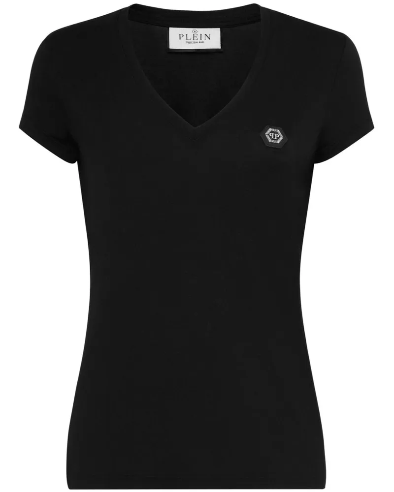 Philipp Plein T-Shirt mit Logo-Applikation - Schwarz Schwarz