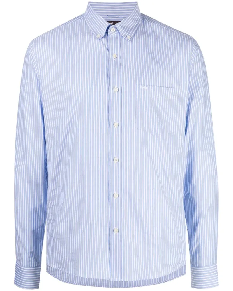 Michael Kors Gestreiftes Oxford-Hemd mit Logo-Stickerei - Blau Blau