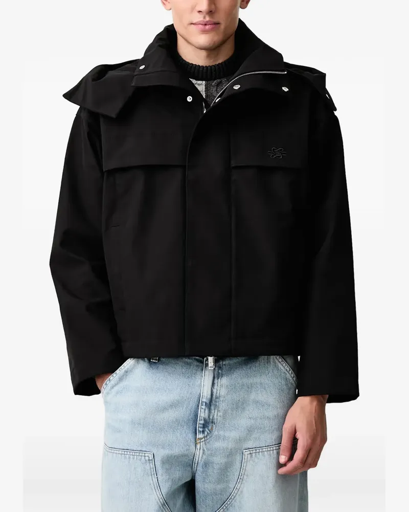 Filling Pieces logo-embroidered hooded jacket - Schwarz Schwarz