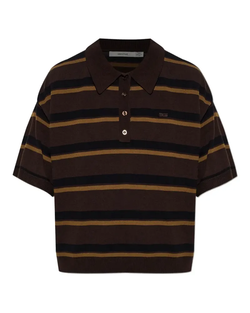 Gestuz Gestreiftes Poloshirt - Braun Braun