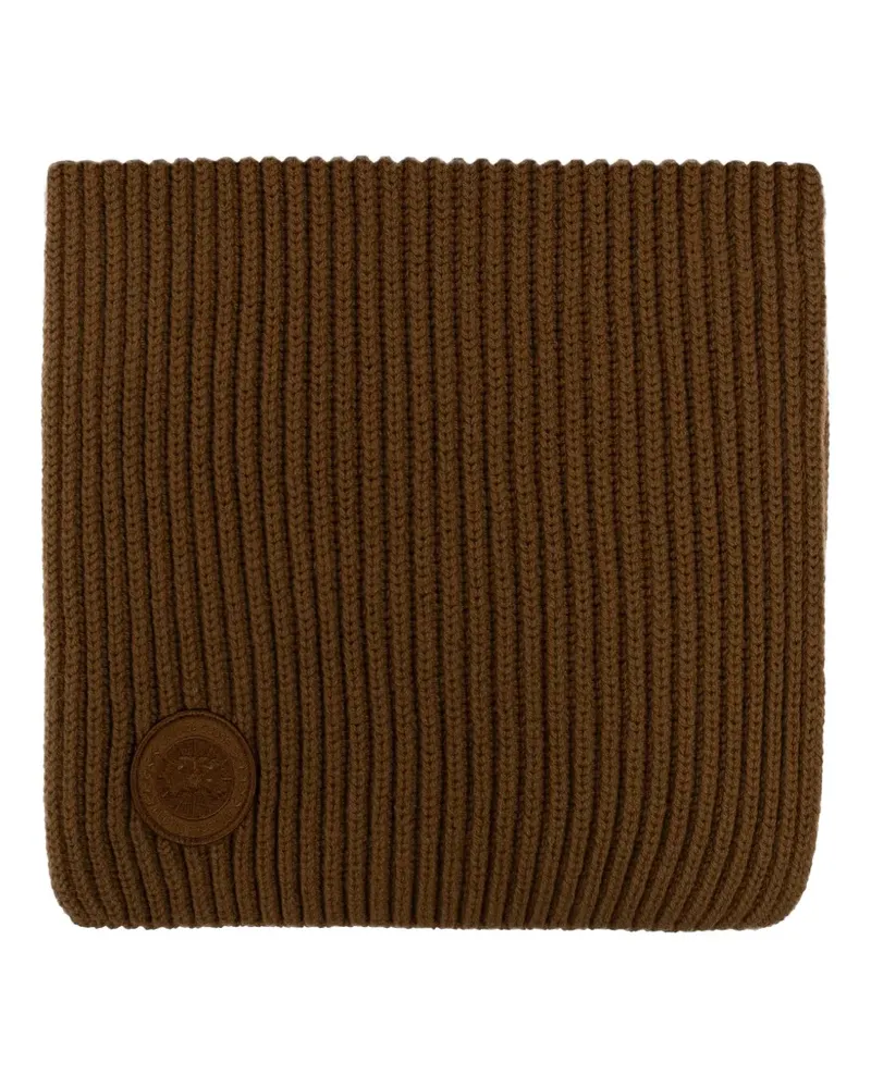 Canada Goose ribbed-knit logo-patch scarf - Braun Braun
