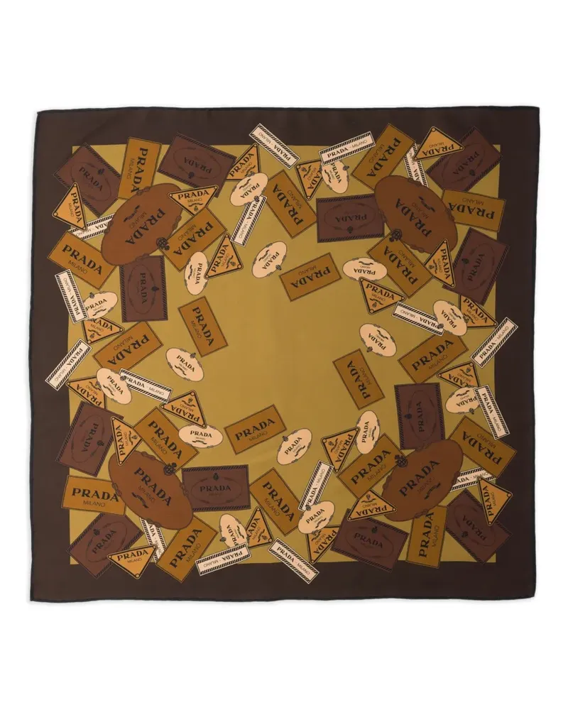 Prada Twill-Schal mit Heritage-Print - Braun Braun