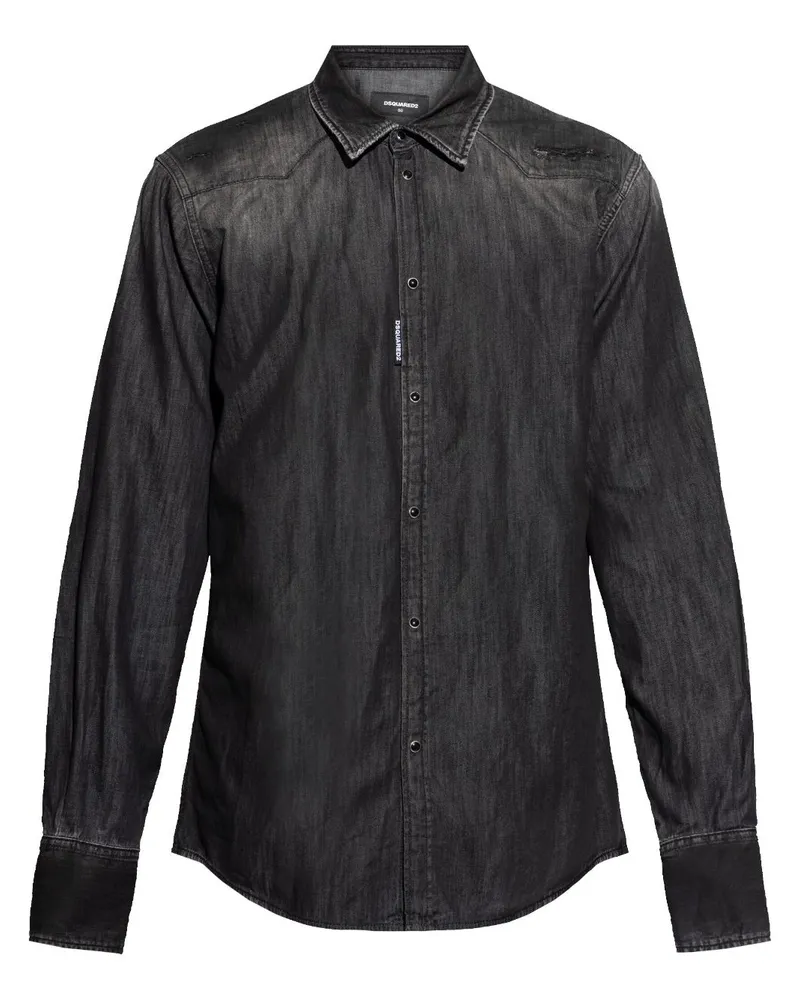 Dsquared2 Hemd im Distressed-Look - Schwarz Schwarz